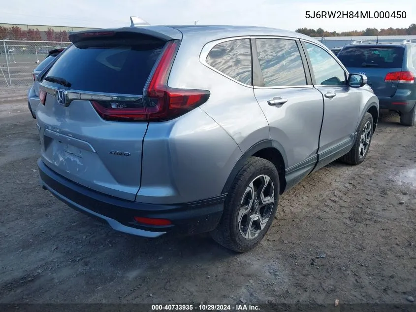 2021 Honda Cr-V Awd Ex-L VIN: 5J6RW2H84ML000450 Lot: 40733935