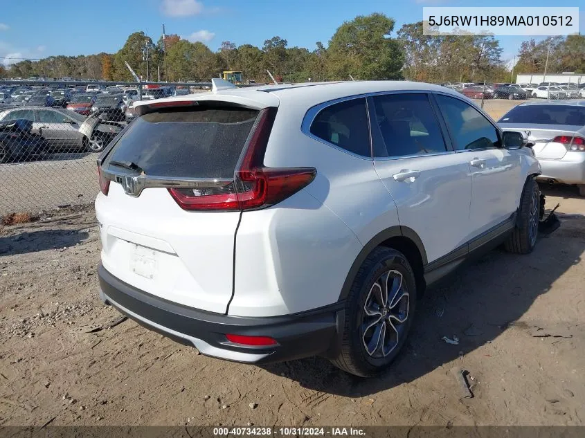 2021 Honda Cr-V 2Wd Ex-L VIN: 5J6RW1H89MA010512 Lot: 40734238