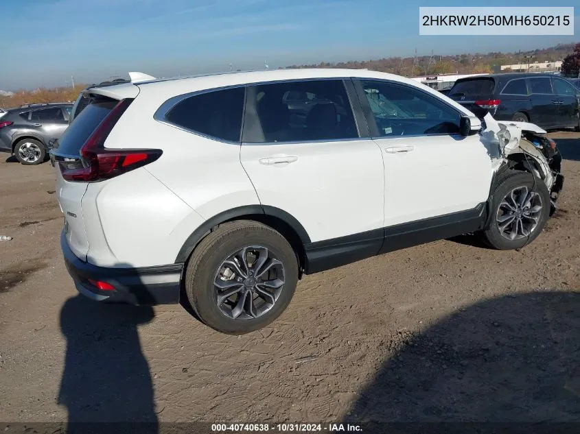 2021 Honda Cr-V Awd Ex VIN: 2HKRW2H50MH650215 Lot: 40740638