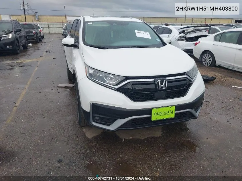 2021 Honda Cr-V 2Wd Ex VIN: 2HKRW1H51MH403800 Lot: 40742731