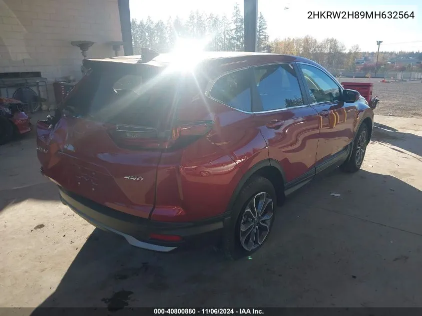 2021 Honda Cr-V Awd Ex-L VIN: 2HKRW2H89MH632564 Lot: 40800880