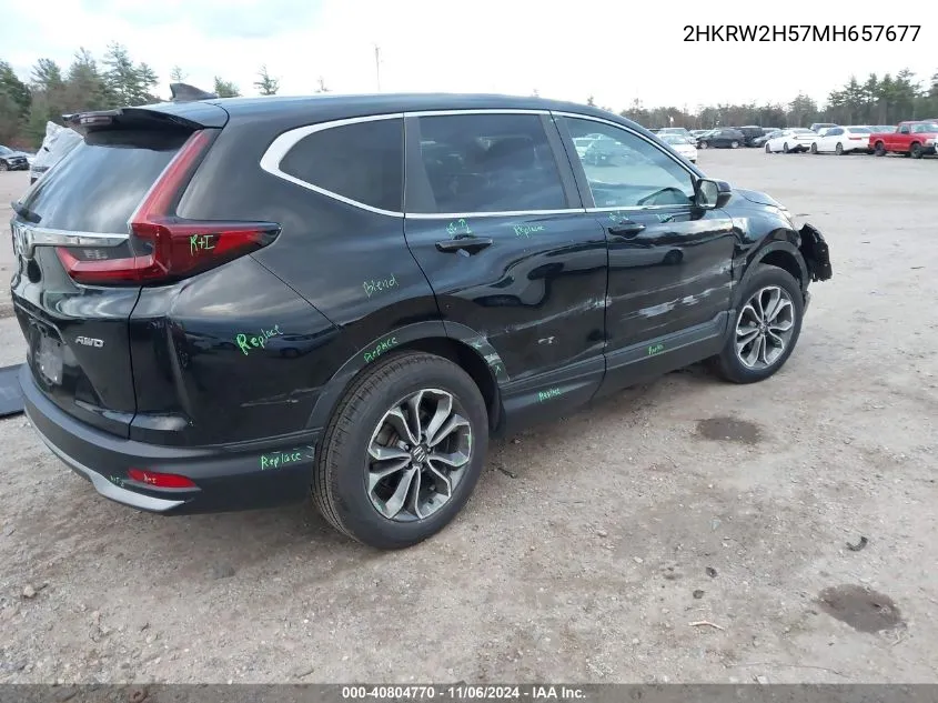 2021 Honda Cr-V Awd Ex VIN: 2HKRW2H57MH657677 Lot: 40804770