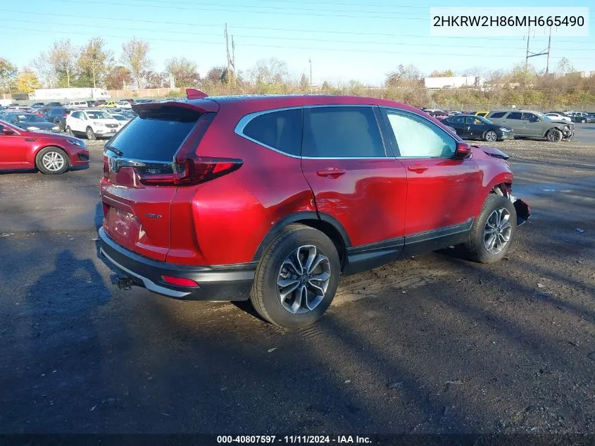 2021 Honda Cr-V Exl VIN: 2HKRW2H86MH665490 Lot: 40807597