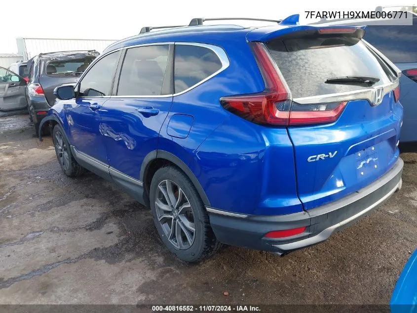 2021 Honda Cr-V 2Wd Touring VIN: 7FARW1H9XME006771 Lot: 40816552