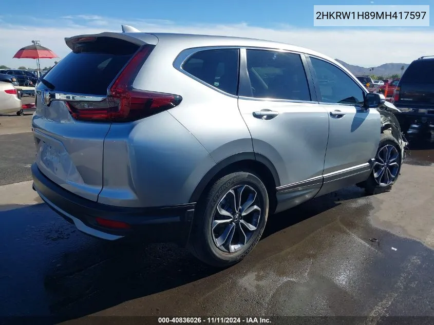 2021 Honda Cr-V 2Wd Ex-L VIN: 2HKRW1H89MH417597 Lot: 40836026