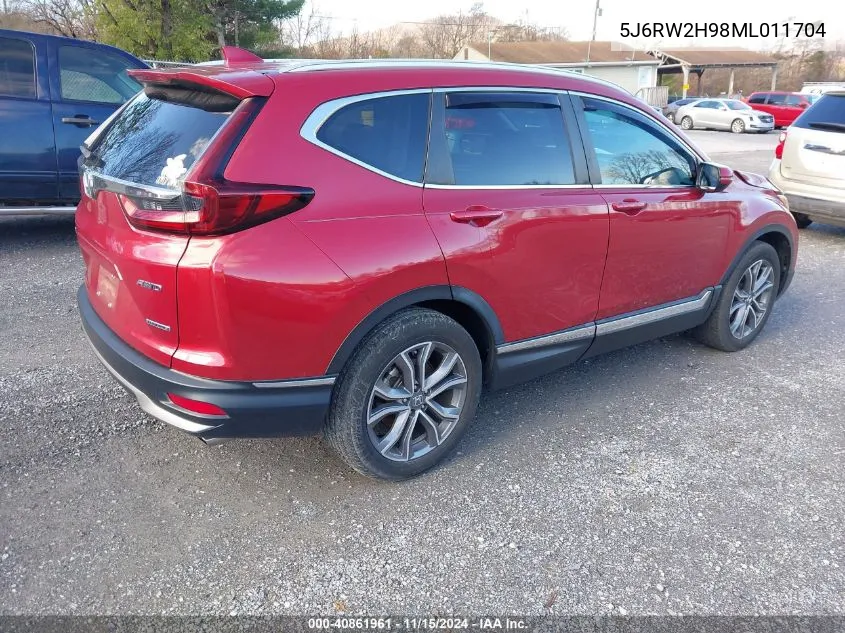 2021 Honda Cr-V Awd Touring VIN: 5J6RW2H98ML011704 Lot: 40861961