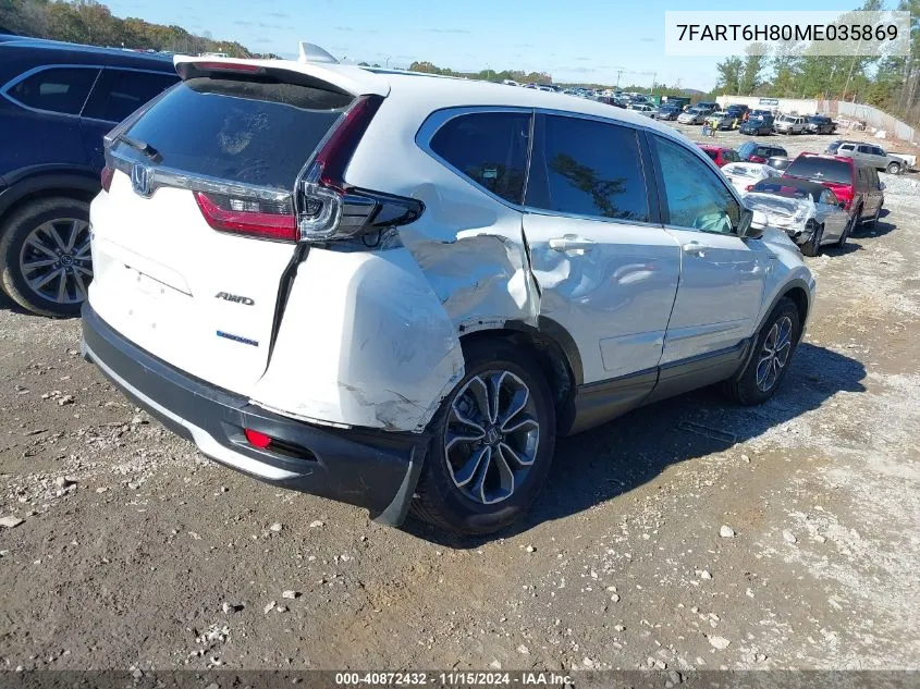 2021 Honda Cr-V Hybrid Ex-L VIN: 7FART6H80ME035869 Lot: 40872432