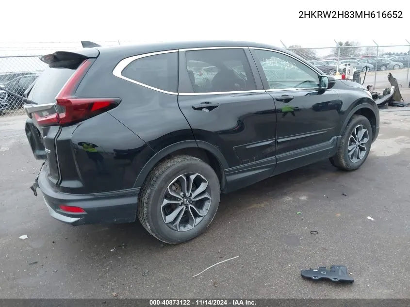 2021 Honda Cr-V Awd Ex-L VIN: 2HKRW2H83MH616652 Lot: 40873122