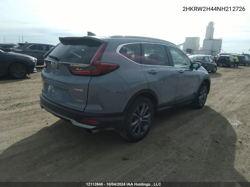 2022 Honda Cr-V VIN: 2HKRW2H44NH212726 Lot: 12113945