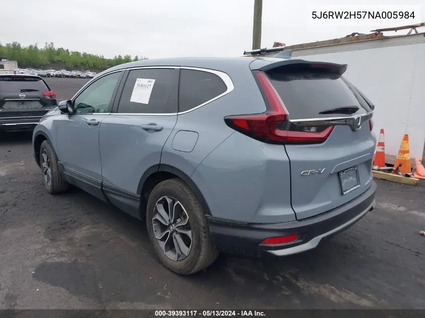 2022 Honda Cr-V Awd Ex VIN: 5J6RW2H57NA005984 Lot: 39393117