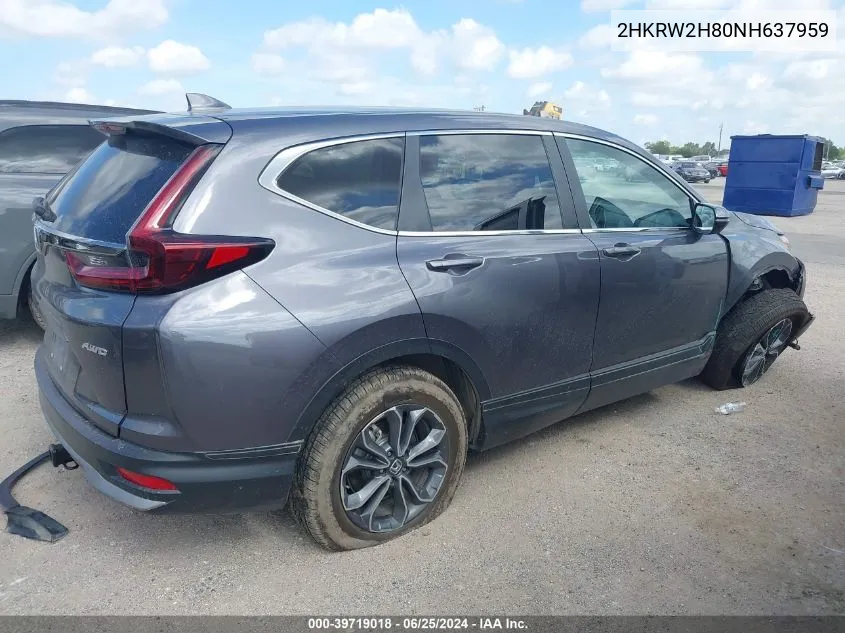 2022 Honda Cr-V Awd Ex-L VIN: 2HKRW2H80NH637959 Lot: 39719018