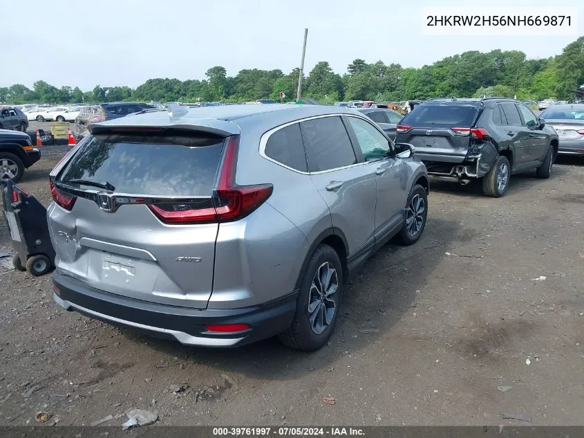 2022 Honda Cr-V Awd Ex VIN: 2HKRW2H56NH669871 Lot: 39761997