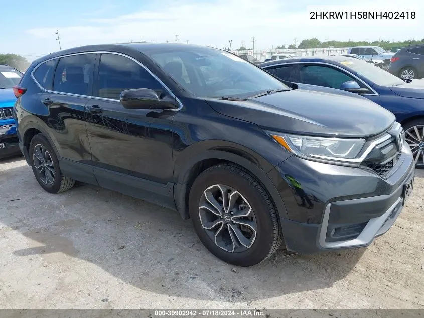 2022 Honda Cr-V 2Wd Ex VIN: 2HKRW1H58NH402418 Lot: 39902942