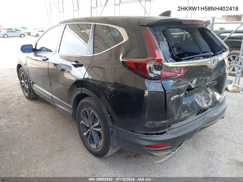 2022 Honda Cr-V 2Wd Ex VIN: 2HKRW1H58NH402418 Lot: 39902942