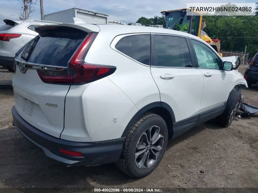 2022 Honda Cr-V Awd Ex-L VIN: 7FARW2H86NE024862 Lot: 40022096