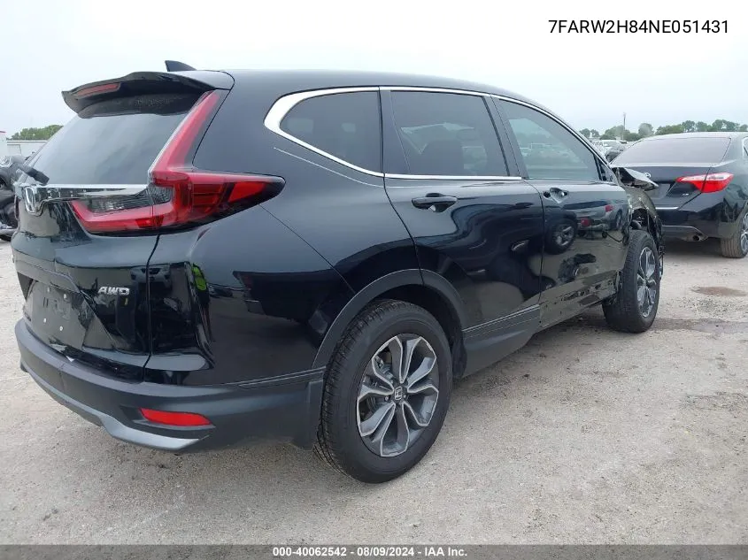 2022 Honda Cr-V Exl VIN: 7FARW2H84NE051431 Lot: 40062542