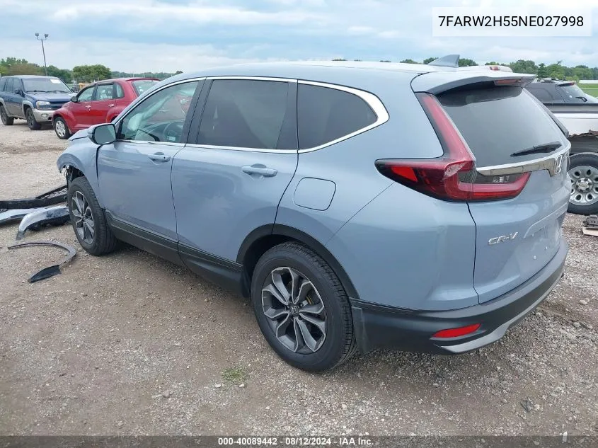 2022 Honda Cr-V Awd Ex VIN: 7FARW2H55NE027998 Lot: 40089442