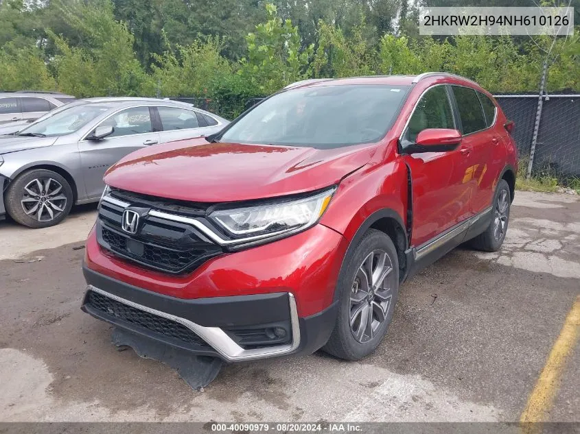 2022 Honda Cr-V Awd Touring VIN: 2HKRW2H94NH610126 Lot: 40090979