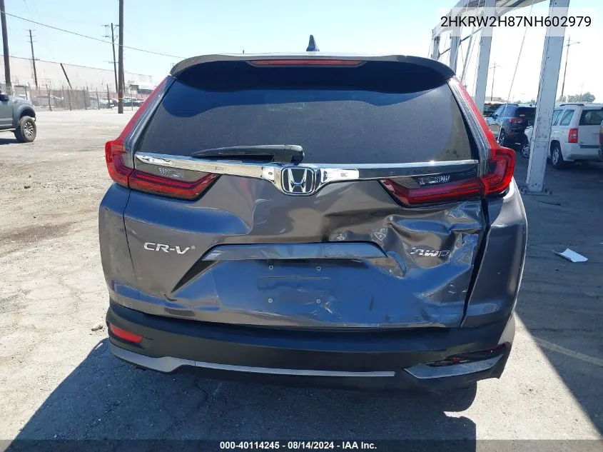 2022 Honda Cr-V Awd Ex-L VIN: 2HKRW2H87NH602979 Lot: 40114245