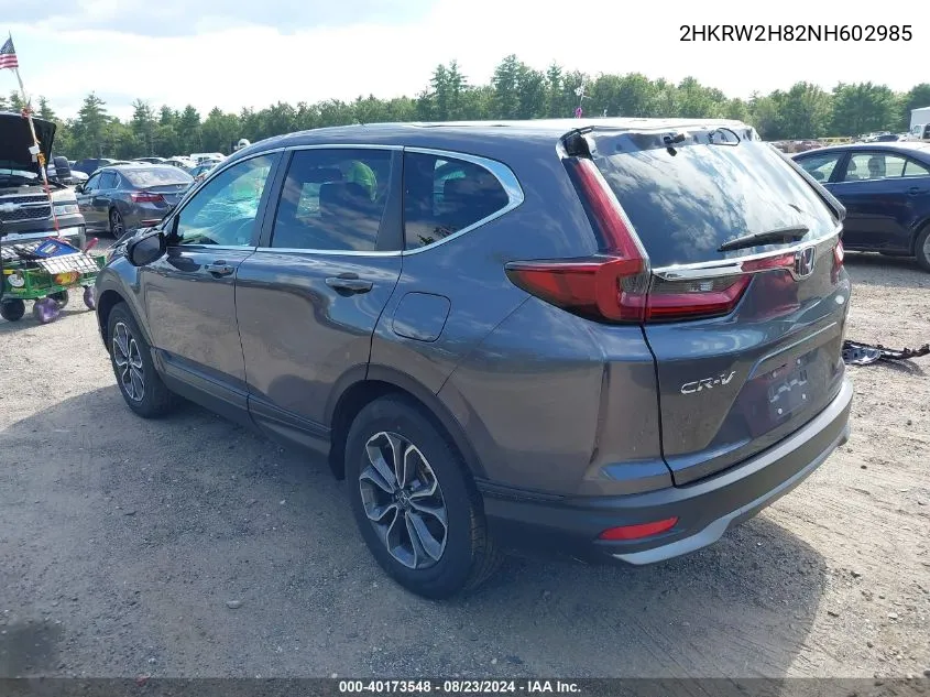 2022 Honda Cr-V Awd Ex-L VIN: 2HKRW2H82NH602985 Lot: 40173548