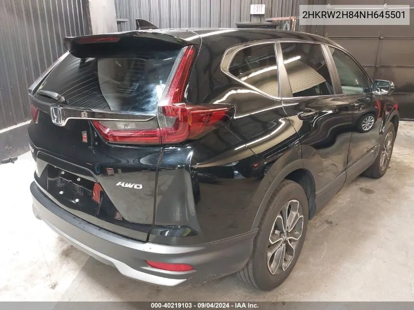 2022 Honda Cr-V Awd Ex-L VIN: 2HKRW2H84NH645501 Lot: 40219103