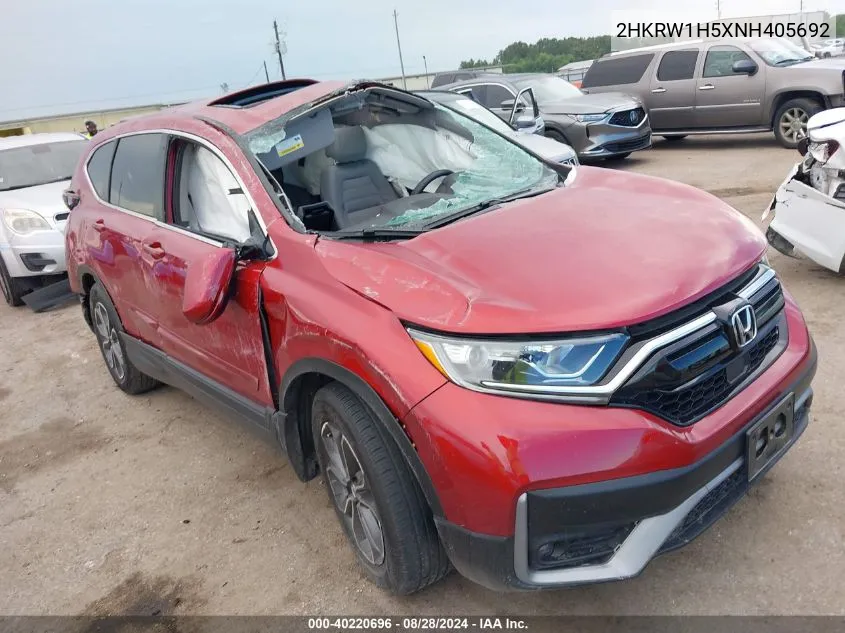 2022 Honda Cr-V 2Wd Ex VIN: 2HKRW1H5XNH405692 Lot: 40220696