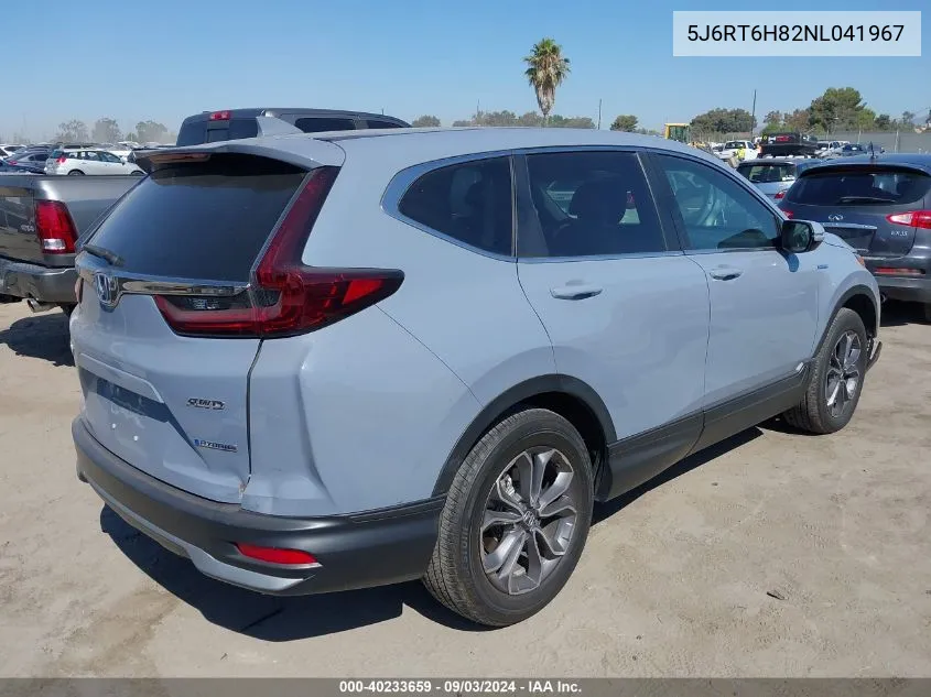 2022 Honda Cr-V Hybrid Ex-L VIN: 5J6RT6H82NL041967 Lot: 40233659