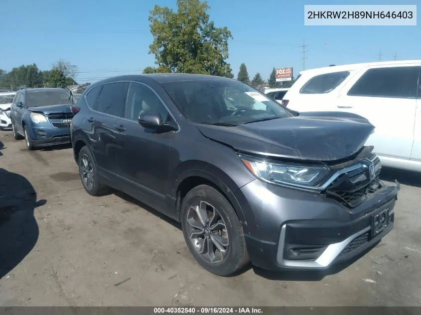 2022 Honda Cr-V Awd Ex-L VIN: 2HKRW2H89NH646403 Lot: 40352540