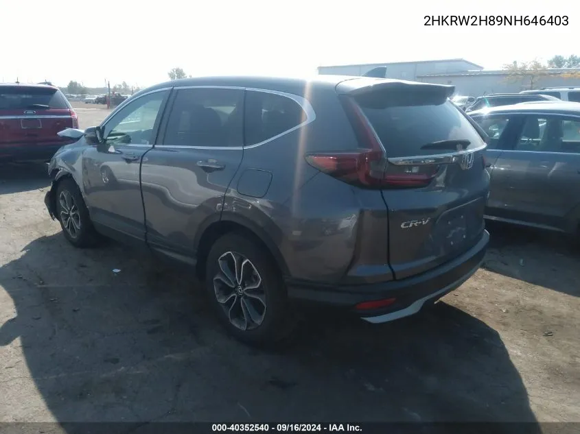 2022 Honda Cr-V Awd Ex-L VIN: 2HKRW2H89NH646403 Lot: 40352540