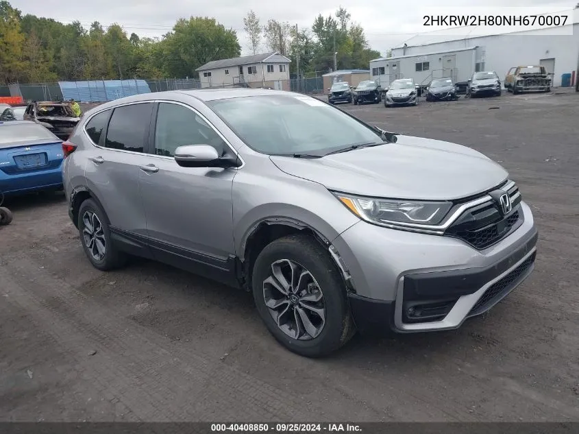 2HKRW2H80NH670007 2022 Honda Cr-V Awd Ex-L