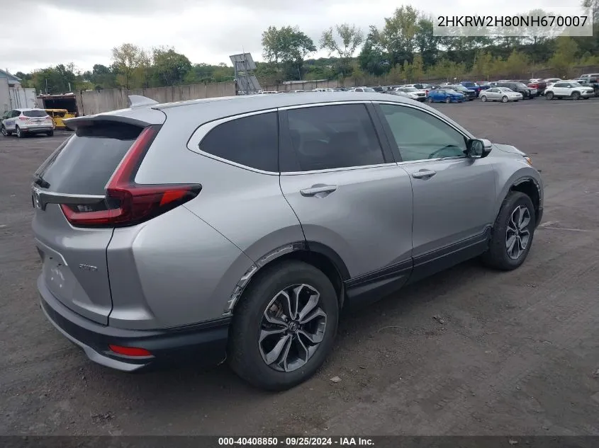 2HKRW2H80NH670007 2022 Honda Cr-V Awd Ex-L