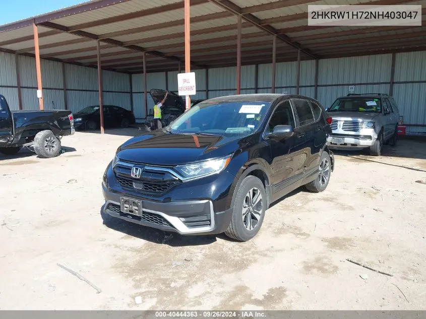 2022 Honda Cr-V Se VIN: 2HKRW1H72NH403047 Lot: 40444363