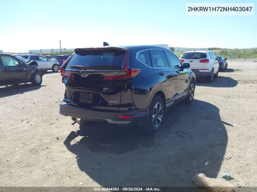 2022 Honda Cr-V Se VIN: 2HKRW1H72NH403047 Lot: 40444363