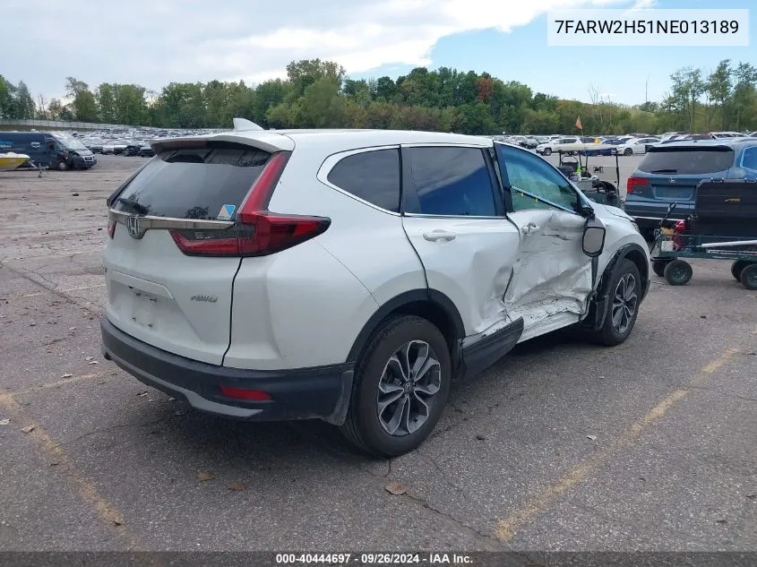 2022 Honda Cr-V Awd Ex VIN: 7FARW2H51NE013189 Lot: 40444697