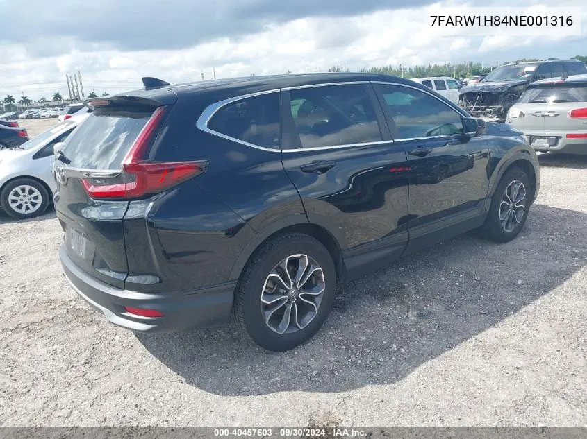 2022 Honda Cr-V Exl VIN: 7FARW1H84NE001316 Lot: 40457603