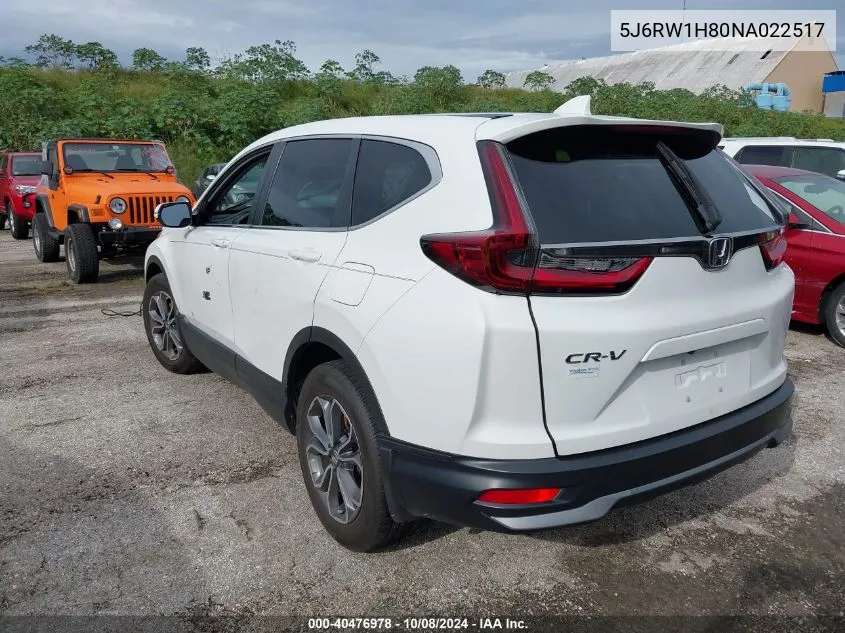 2022 Honda Cr-V 2Wd Ex-L VIN: 5J6RW1H80NA022517 Lot: 40476978