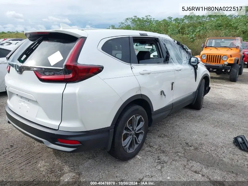 2022 Honda Cr-V 2Wd Ex-L VIN: 5J6RW1H80NA022517 Lot: 40476978