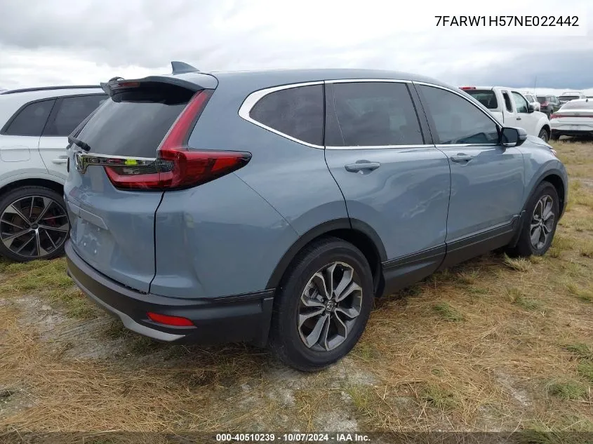 2022 Honda Cr-V Ex VIN: 7FARW1H57NE022442 Lot: 40510239