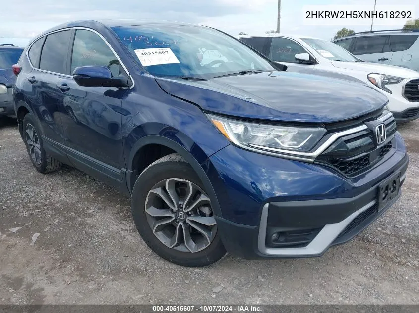 2022 Honda Cr-V Awd Ex VIN: 2HKRW2H5XNH618292 Lot: 40515607