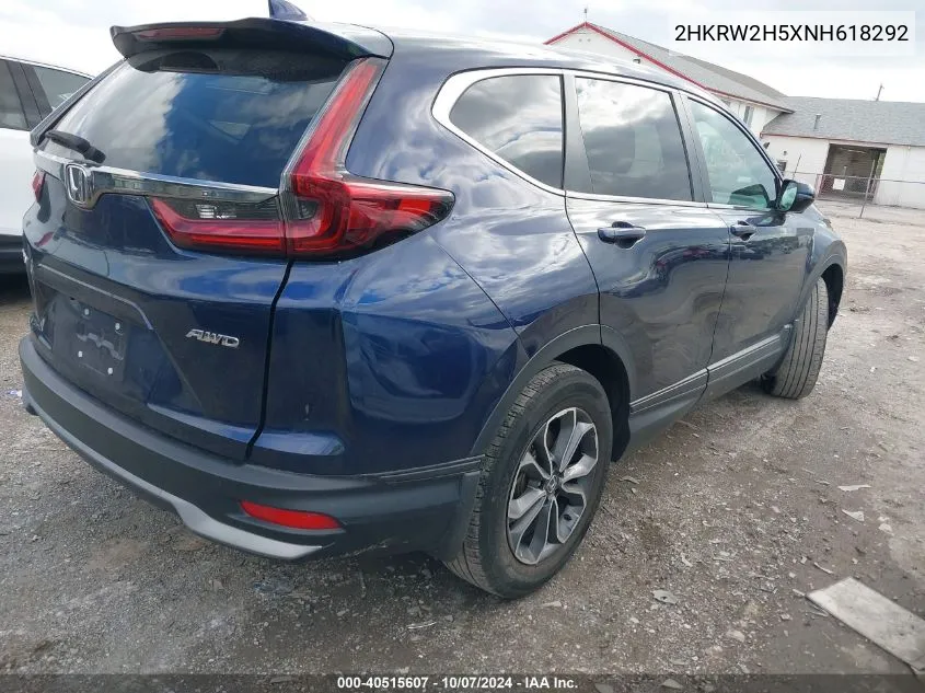 2022 Honda Cr-V Awd Ex VIN: 2HKRW2H5XNH618292 Lot: 40515607