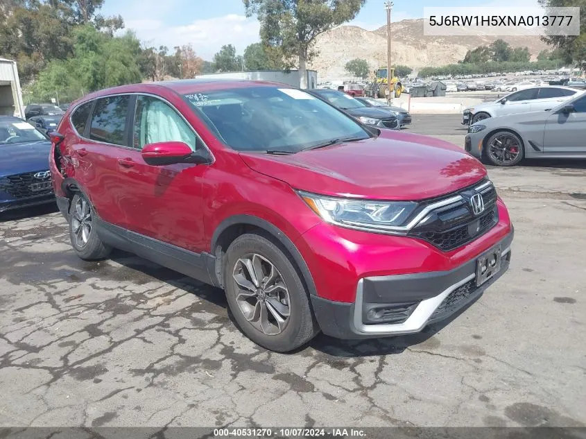 2022 Honda Cr-V Ex VIN: 5J6RW1H5XNA013777 Lot: 40531270