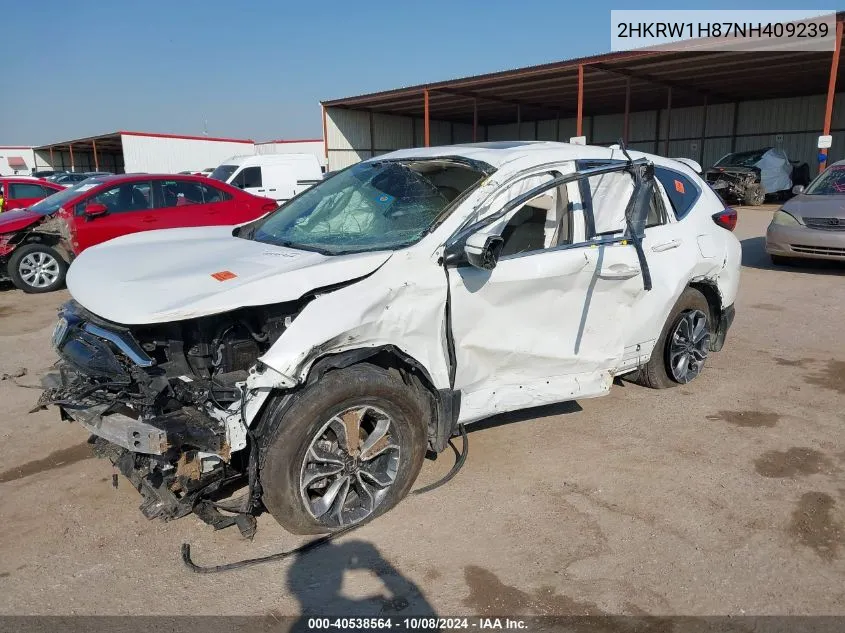 2022 Honda Cr-V Exl VIN: 2HKRW1H87NH409239 Lot: 40538564