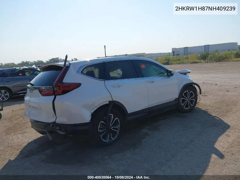 2022 Honda Cr-V Exl VIN: 2HKRW1H87NH409239 Lot: 40538564