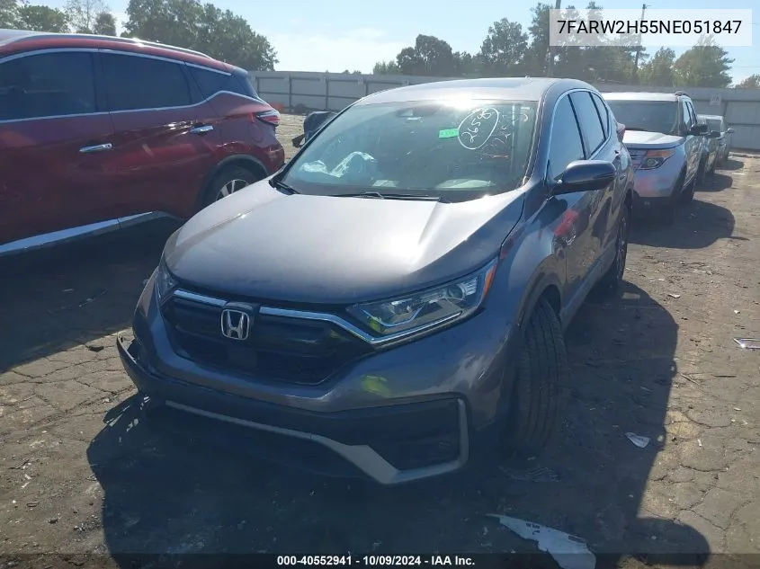 2022 Honda Cr-V Ex VIN: 7FARW2H55NE051847 Lot: 40552941