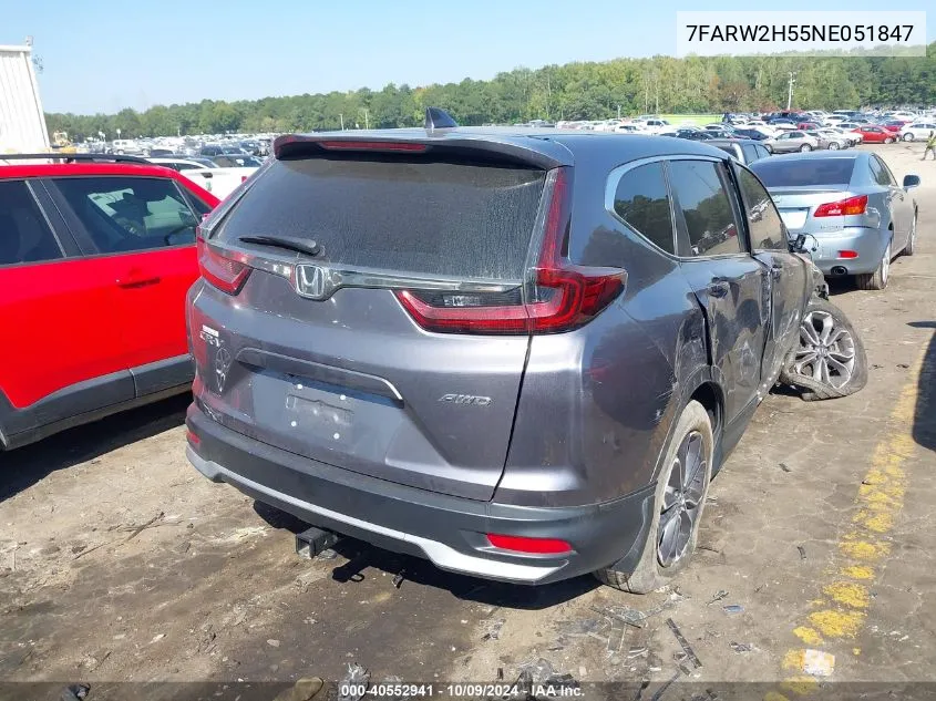 2022 Honda Cr-V Ex VIN: 7FARW2H55NE051847 Lot: 40552941