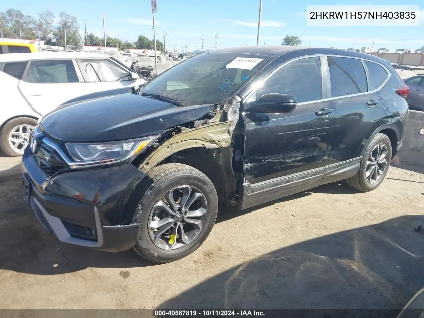 2022 Honda Cr-V 2Wd Ex VIN: 2HKRW1H57NH403835 Lot: 40587819