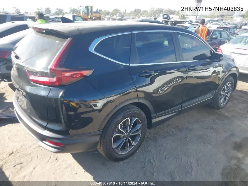 2022 Honda Cr-V 2Wd Ex VIN: 2HKRW1H57NH403835 Lot: 40587819