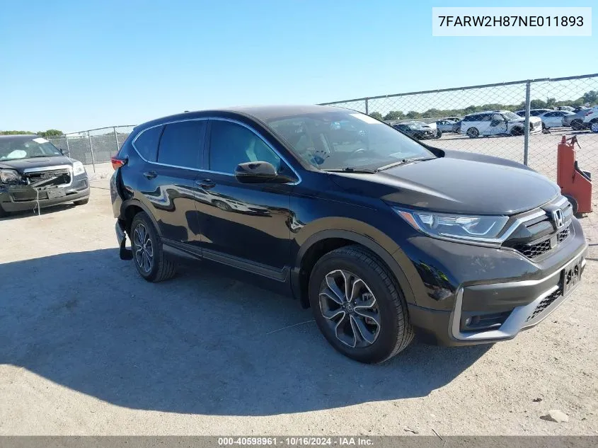 2022 Honda Cr-V Awd Ex-L VIN: 7FARW2H87NE011893 Lot: 40598961