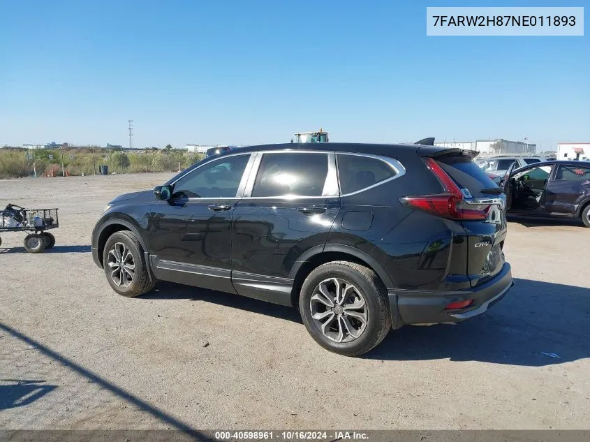 2022 Honda Cr-V Awd Ex-L VIN: 7FARW2H87NE011893 Lot: 40598961