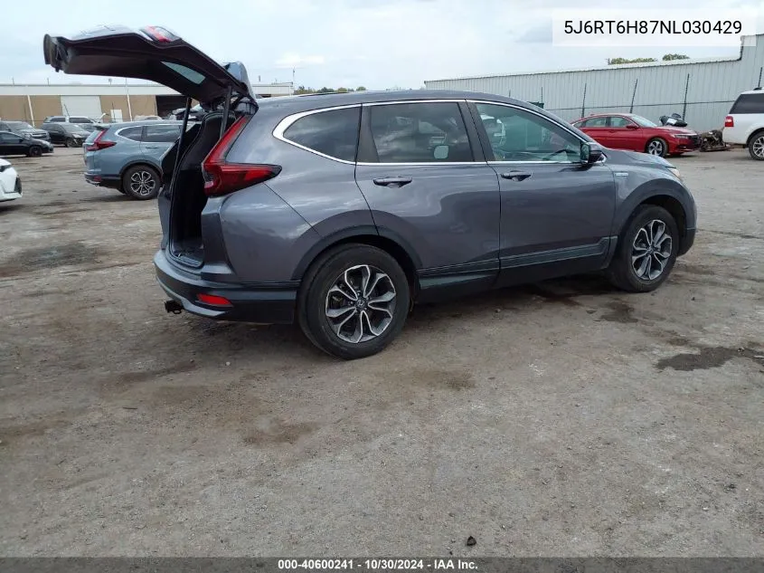 2022 Honda Cr-V Hybrid Ex-L VIN: 5J6RT6H87NL030429 Lot: 40600241